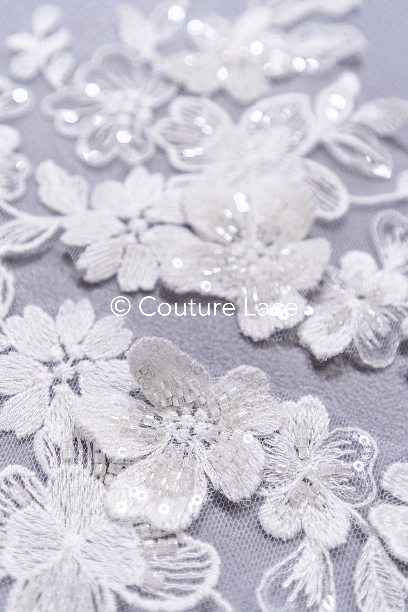 3D flower pearl appliqués for wedding dresses/ bridal lace pearl motifs // A25-516