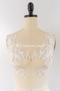 3D flower pearl appliqués for wedding dresses/ bridal lace pearl motifs // A25-516