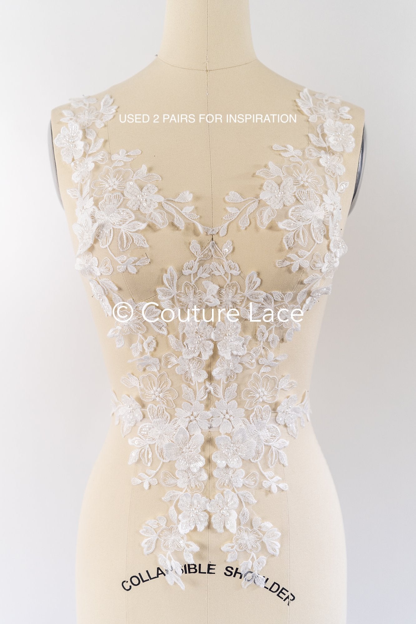 3D flower pearl appliqués for wedding dresses/ bridal lace pearl motifs // A25-516