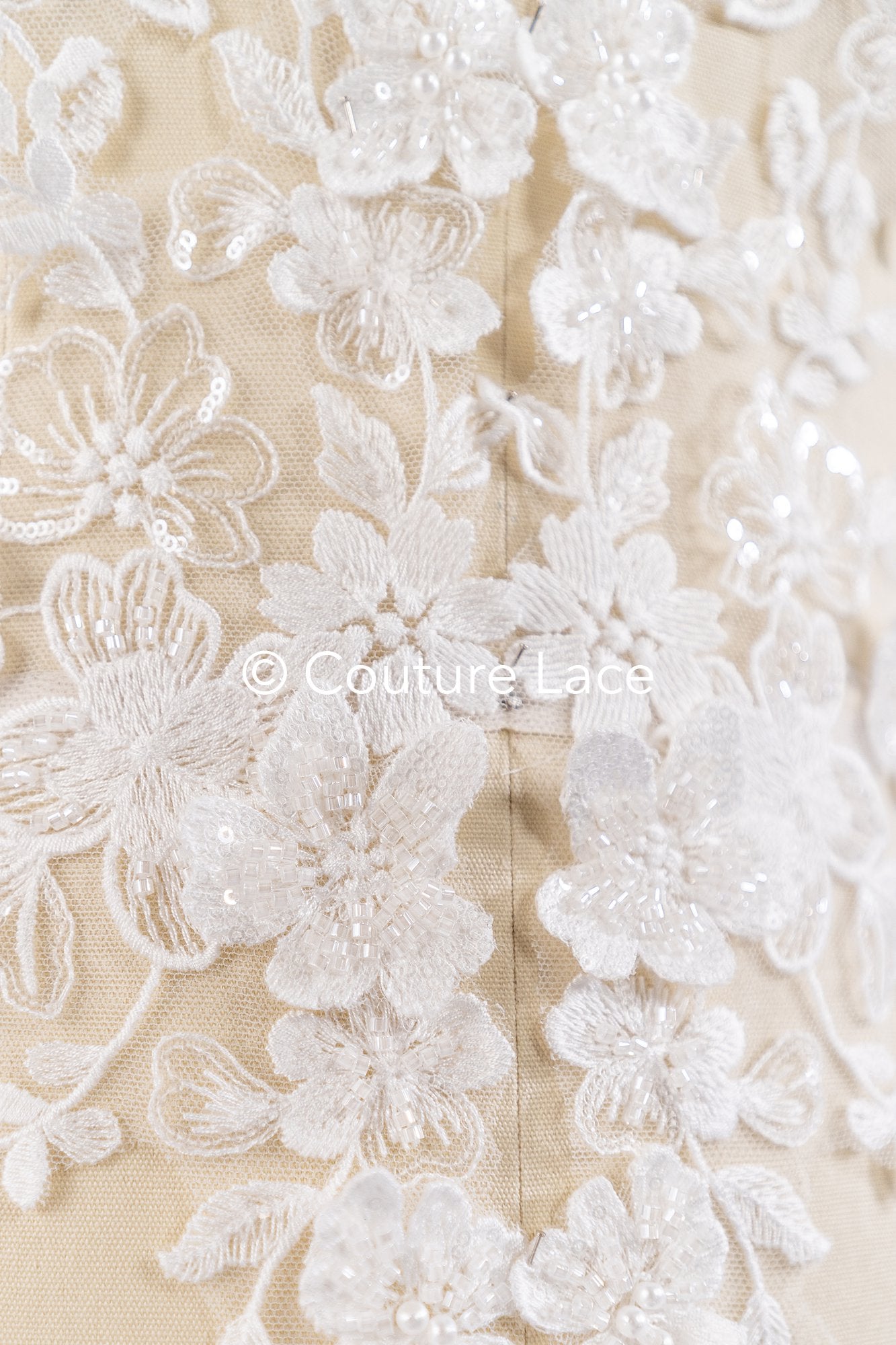 3D flower pearl appliqués for wedding dresses/ bridal lace pearl motifs // A25-516