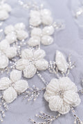 Hand-embroidered 3D appliqués with 3D flowers for wedding dresses // A25-517