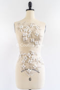 Hand-embroidered 3D appliqués with 3D flowers for wedding dresses // A25-517