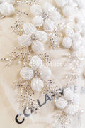 Hand-embroidered 3D appliqués with 3D flowers for wedding dresses // A25-517