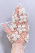 Hand-embroidered 3D appliqués with 3D flowers for wedding dresses // A25-517