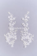 Lace for wedding dresses with pearls and 3D flowers // A25-521