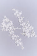 Lace for wedding dresses with pearls and 3D flowers // A25-521