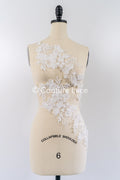 Lace for wedding dresses with pearls and 3D flowers // A25-521