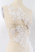Lace for wedding dresses with pearls and 3D flowers // A25-521