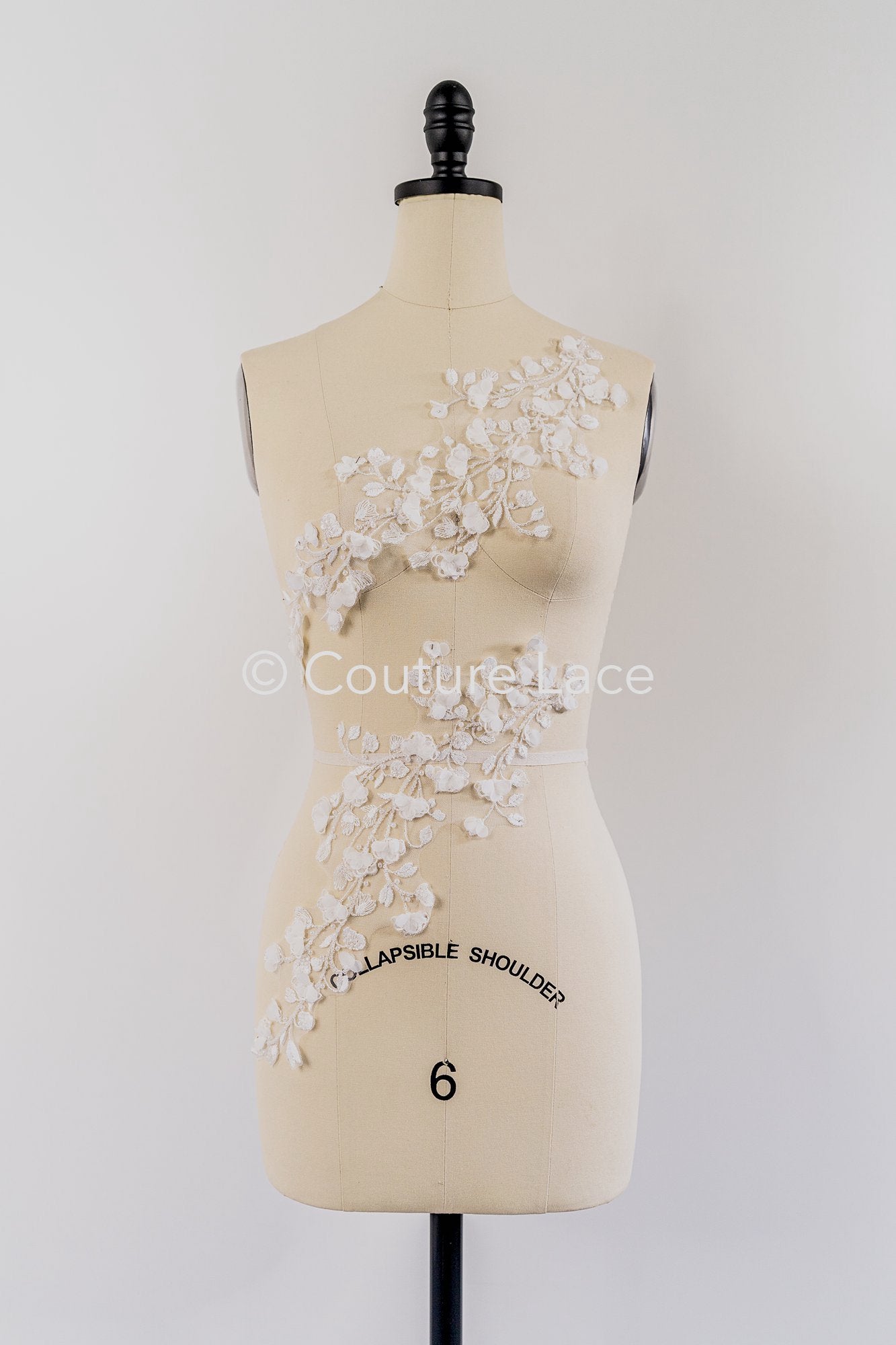 3D-Blumen Perlen-Applikationen für Brautkleider/ Brautkleidspitze Perlen Motive // A26-522