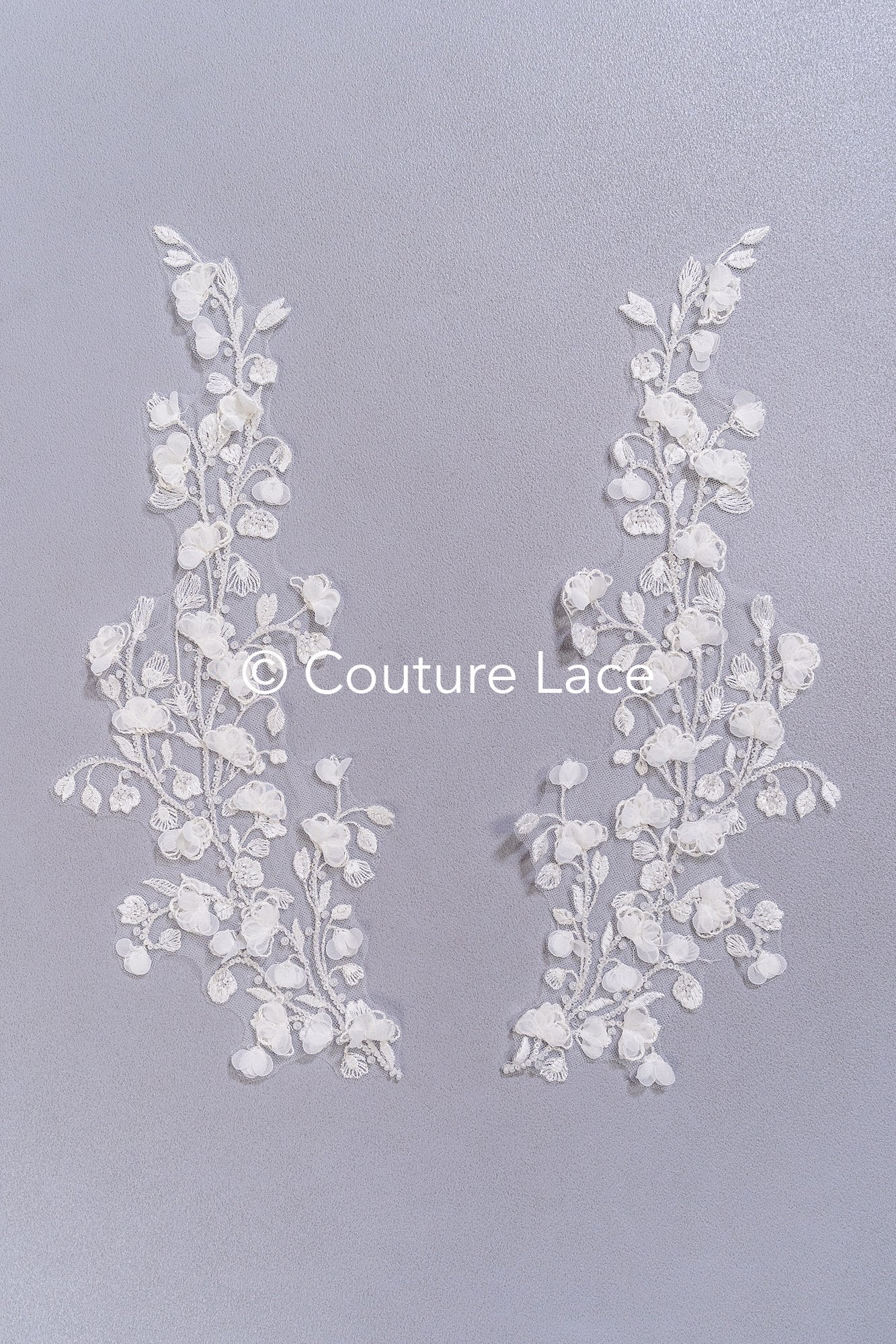 3D-Blumen Perlen-Applikationen für Brautkleider/ Brautkleidspitze Perlen Motive // A26-522