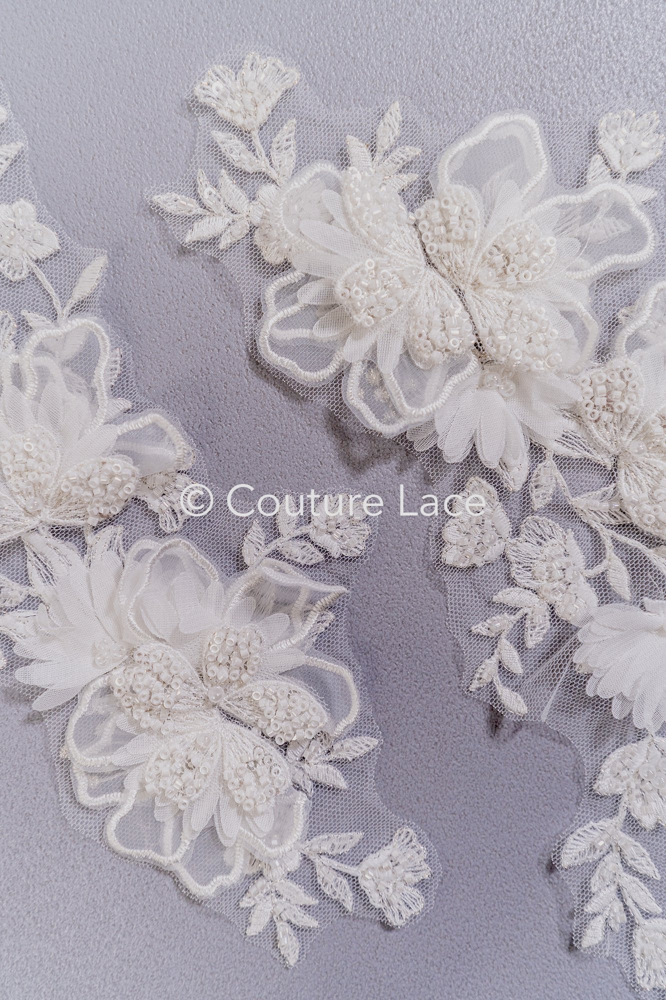 3D Flower Bead Appliqués for Wedding Dresses/Wedding Dress Lace Bead Motifs // A26-523