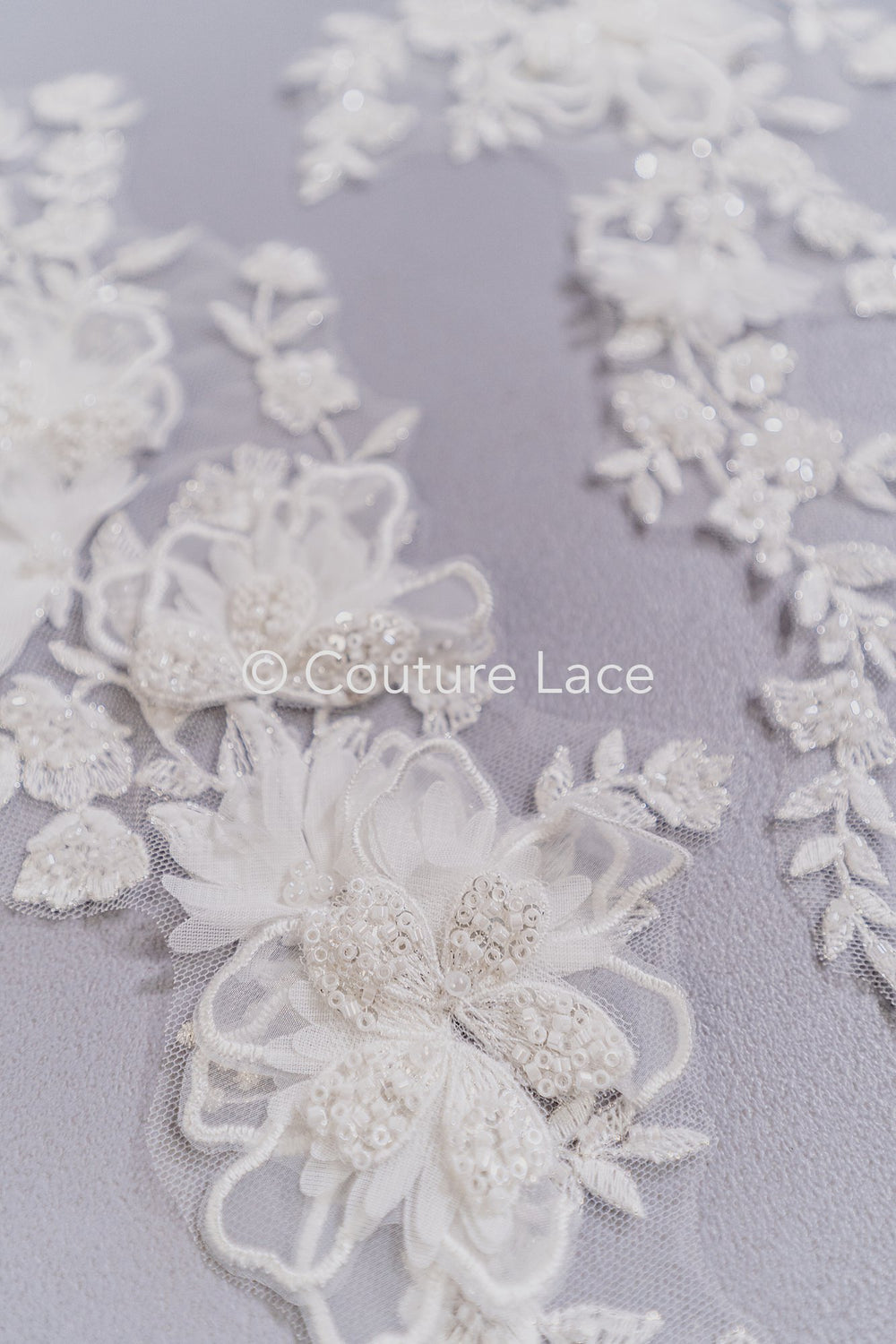 3D Flower Bead Appliqués for Wedding Dresses/Wedding Dress Lace Bead Motifs // A26-523