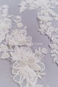 3D Flower Bead Appliqués for Wedding Dresses/Wedding Dress Lace Bead Motifs // A26-523