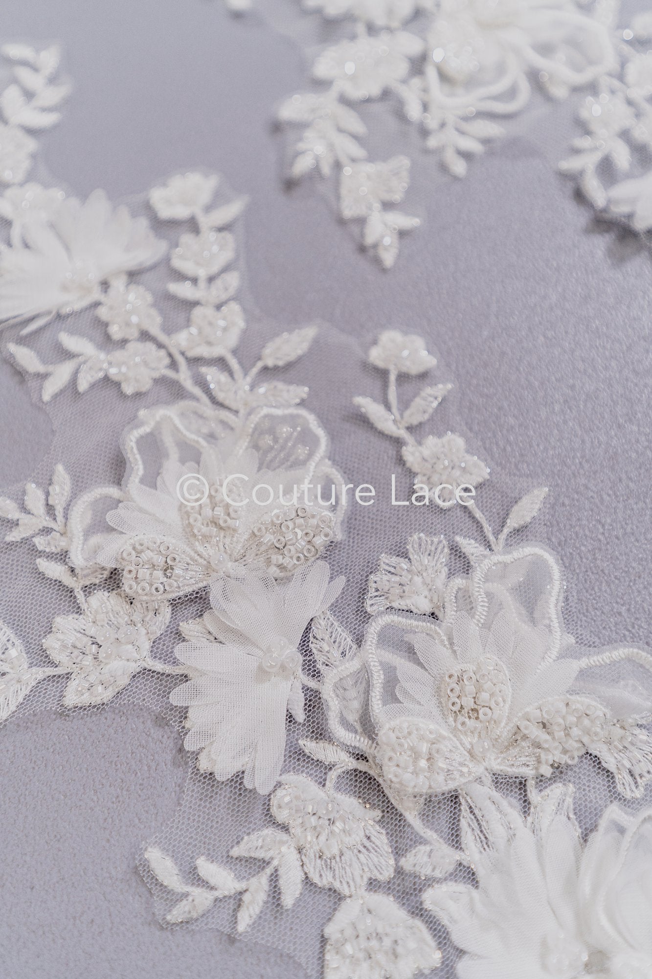 3D Flower Bead Appliqués for Wedding Dresses/Wedding Dress Lace Bead Motifs // A26-523