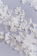 3D Flower Bead Appliqués for Wedding Dresses/Wedding Dress Lace Bead Motifs // A26-524