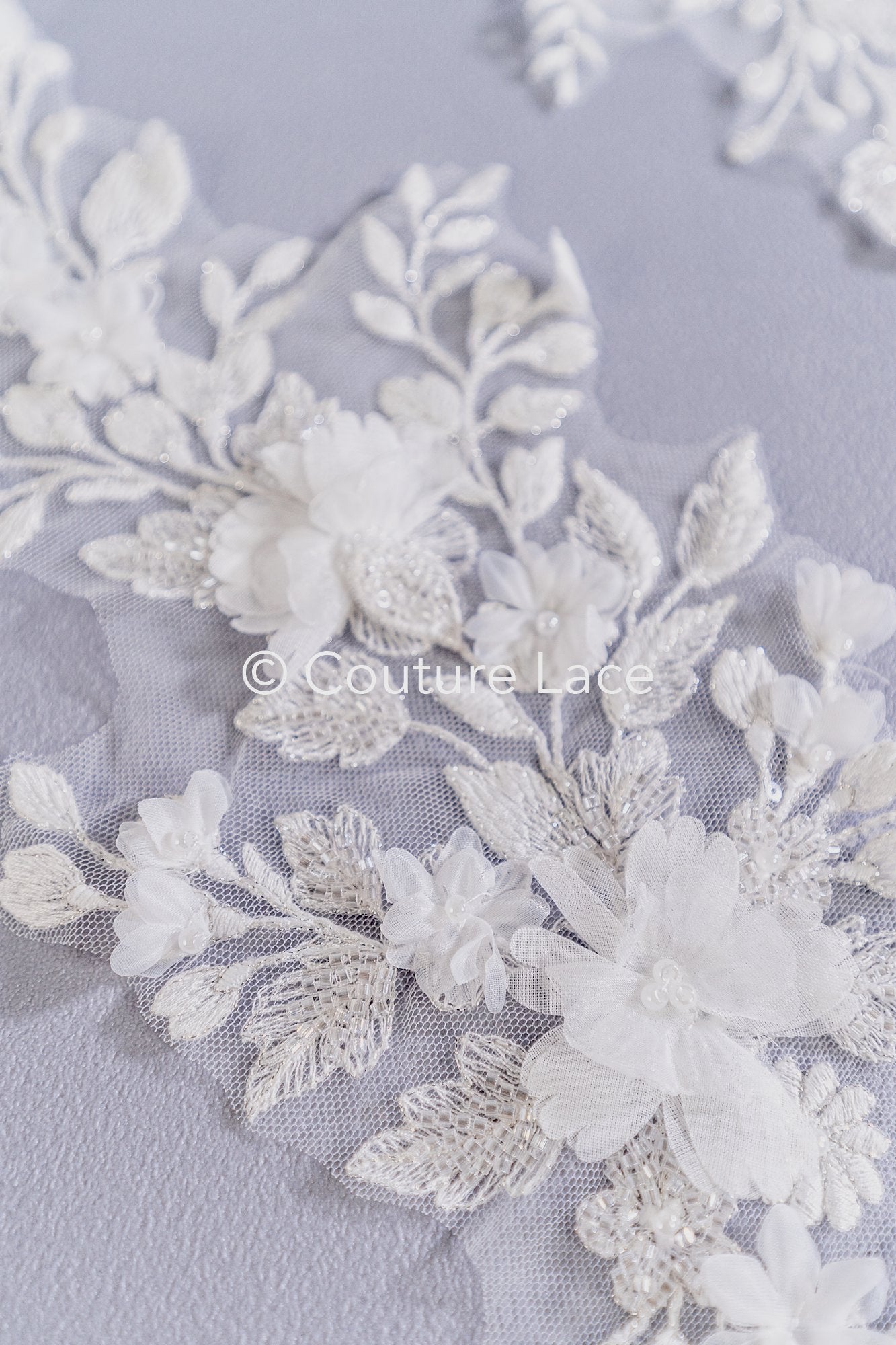 3D Flower Bead Appliqués for Wedding Dresses/Wedding Dress Lace Bead Motifs // A26-524