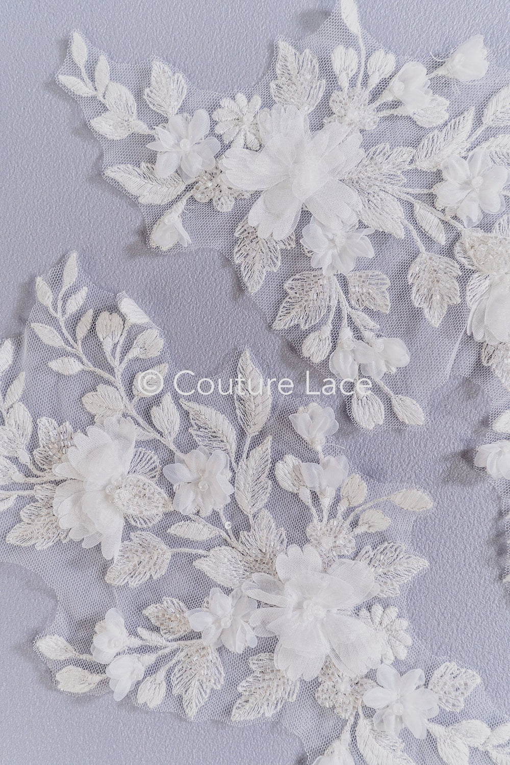 3D Flower Bead Appliqués for Wedding Dresses/Wedding Dress Lace Bead Motifs // A26-524
