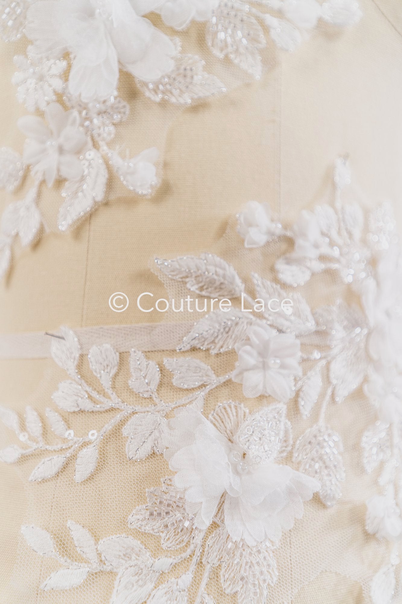 3D Flower Bead Appliqués for Wedding Dresses/Wedding Dress Lace Bead Motifs // A26-524