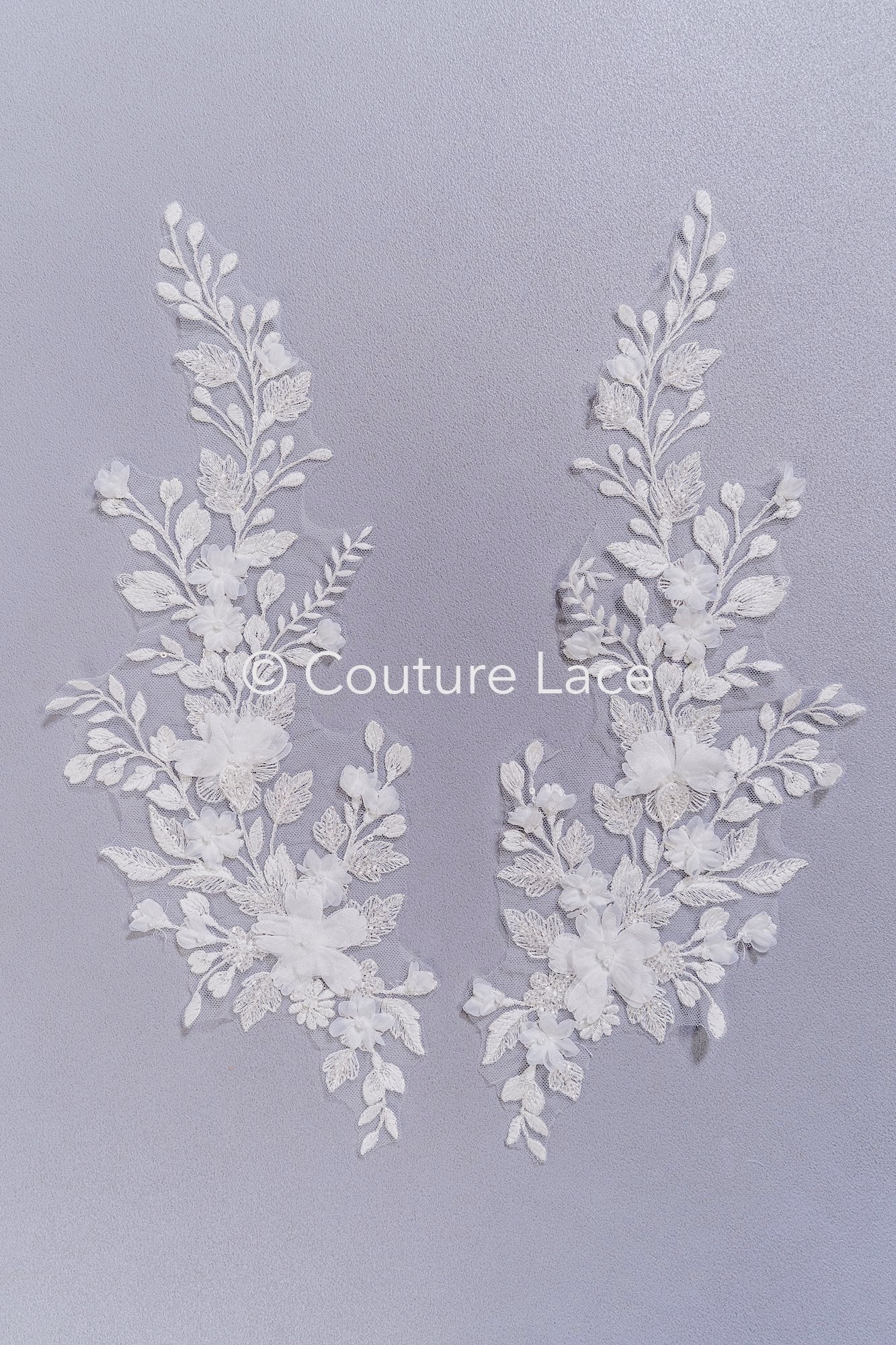 3D Flower Bead Appliqués for Wedding Dresses/Wedding Dress Lace Bead Motifs // A26-524