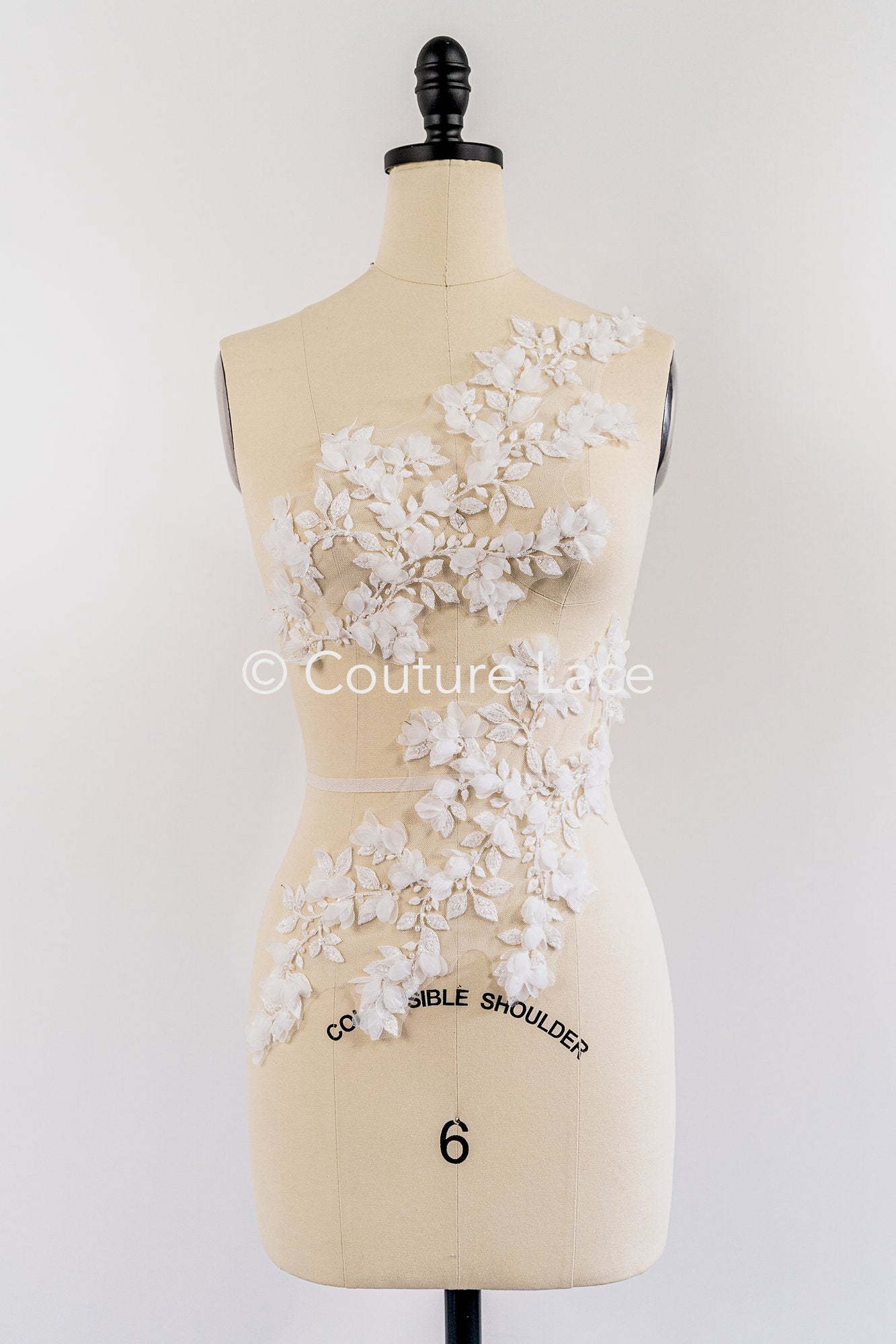 3D-Blumen Perlen-Applikationen für Brautkleider/ Brautkleidspitze Perlen Motive // A26-525