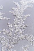 Appliques florales brodées de perles pour robes de mariée / Dentelle pour robe de mariée à motifs de perles // A25-527