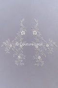 Beaded embroidered flower appliqués for wedding dresses/ bridal lace bead motifs // A25-511