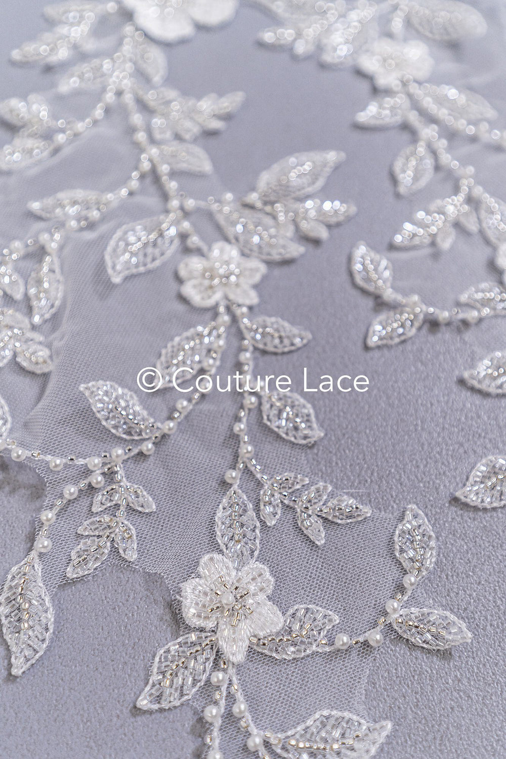 Beaded embroidered flower appliqués for wedding dresses/ bridal lace bead motifs // A25-511