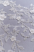 Beaded embroidered flower appliqués for wedding dresses/ bridal lace bead motifs // A25-511