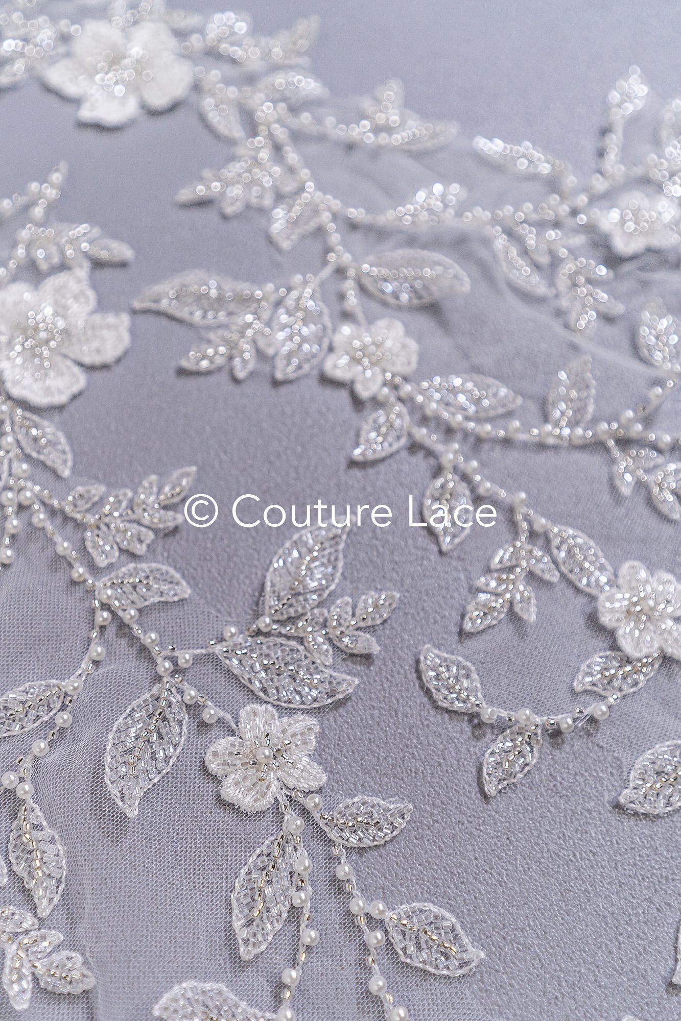 Beaded embroidered flower appliqués for wedding dresses/ bridal lace bead motifs // A25-511