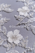 Beaded embroidered flower appliqués for wedding dresses/ bridal lace bead motifs // A25-511