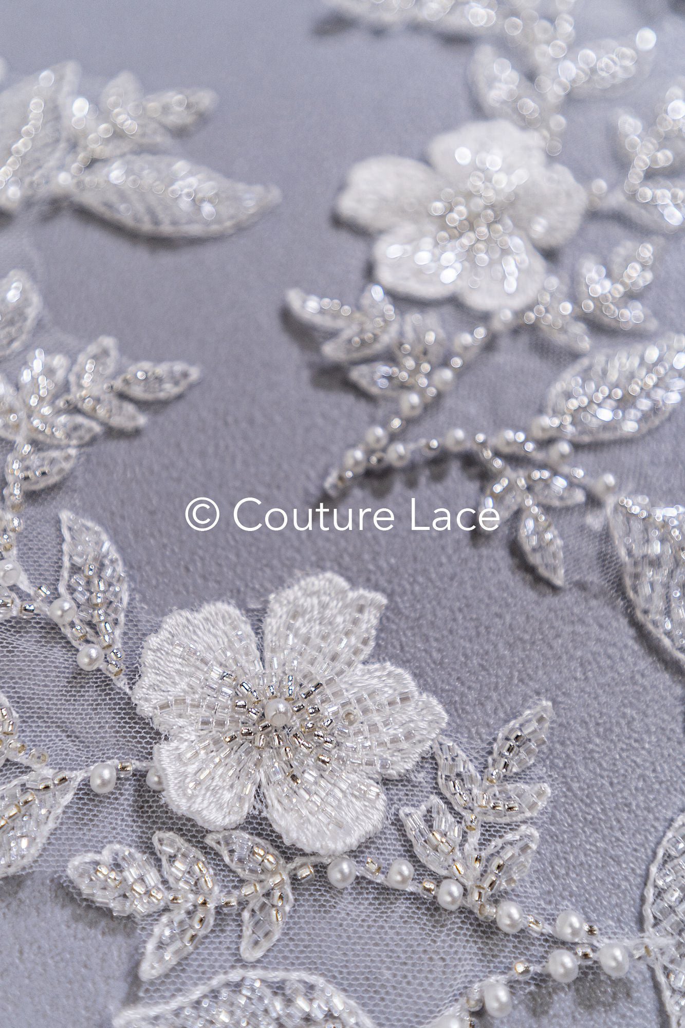 Beaded embroidered flower appliqués for wedding dresses/ bridal lace bead motifs // A25-511