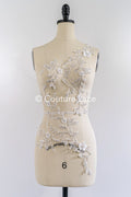 Beaded embroidered flower appliqués for wedding dresses/ bridal lace bead motifs // A25-511