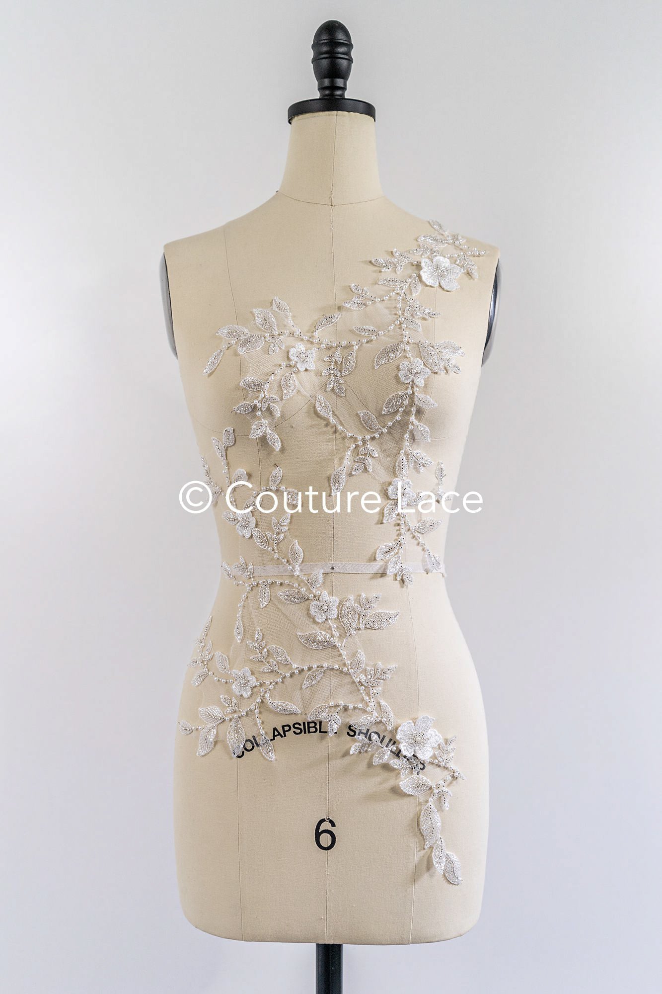 Beaded embroidered flower appliqués for wedding dresses/ bridal lace bead motifs // A25-511