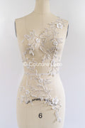 Beaded embroidered flower appliqués for wedding dresses/ bridal lace bead motifs // A25-511