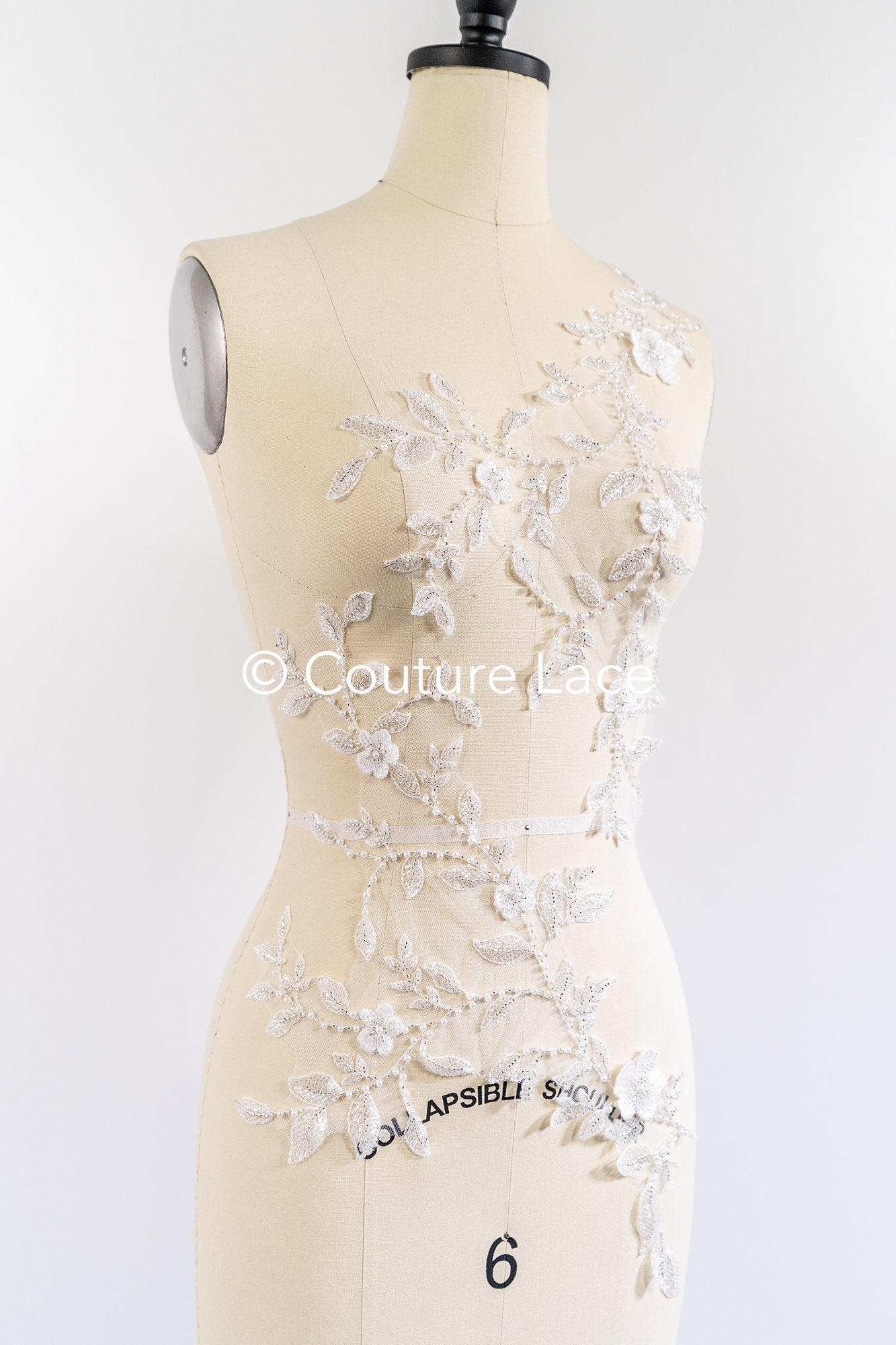 Perlen bestickte Blumen Applikationen für Brautkleider/ Brautkleidspitze Perlen Motive // A25-527