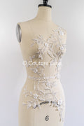 Beaded embroidered flower appliqués for wedding dresses/ bridal lace bead motifs // A25-511
