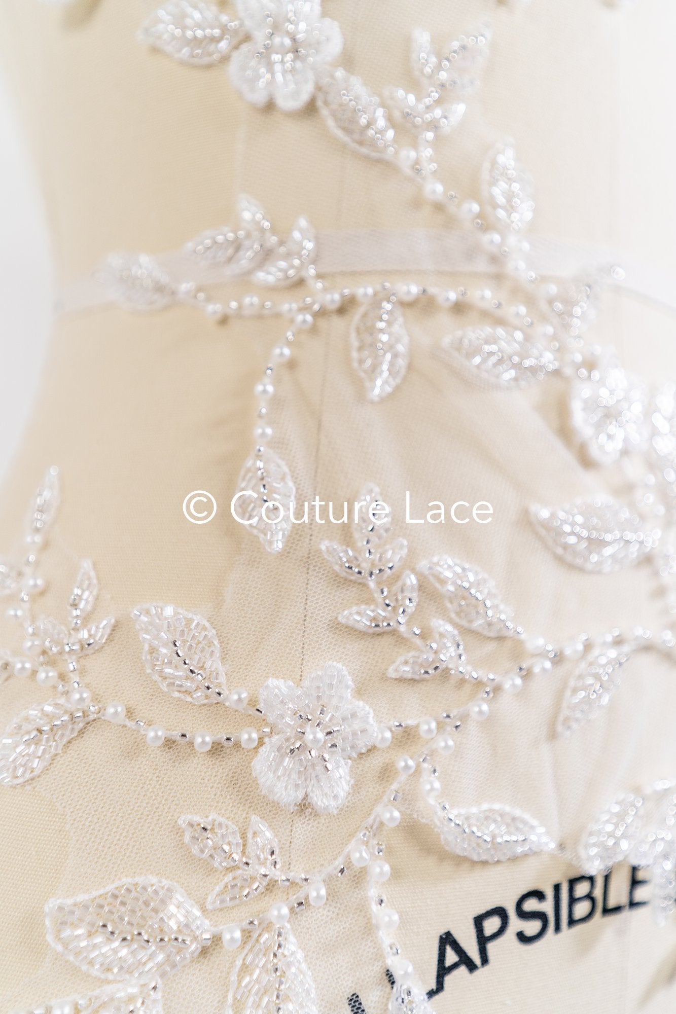 Perlen bestickte Blumen Applikationen für Brautkleider/ Brautkleidspitze Perlen Motive // A25-527