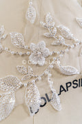 Beaded embroidered flower appliqués for wedding dresses/ bridal lace bead motifs // A25-511