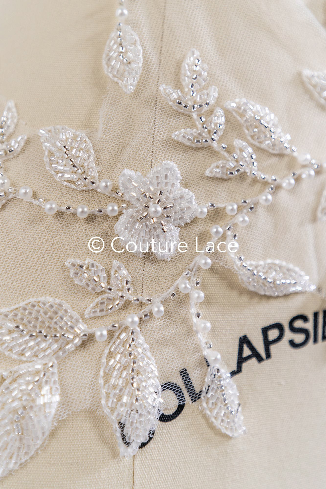 Beaded embroidered flower appliqués for wedding dresses/ bridal lace bead motifs // A25-511