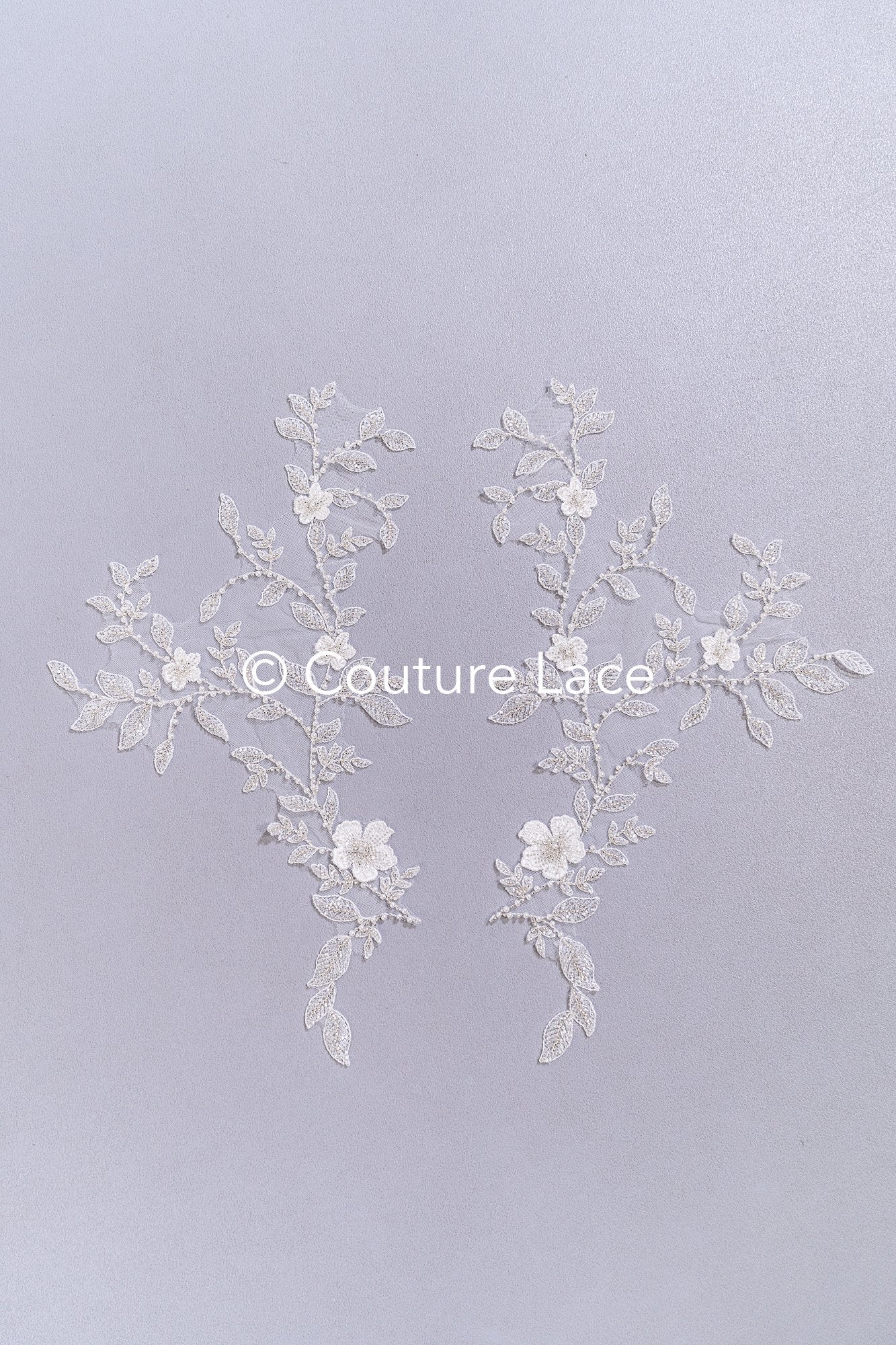 Perlen bestickte Blumen Applikationen für Brautkleider/ Brautkleidspitze Perlen Motive // A25-527