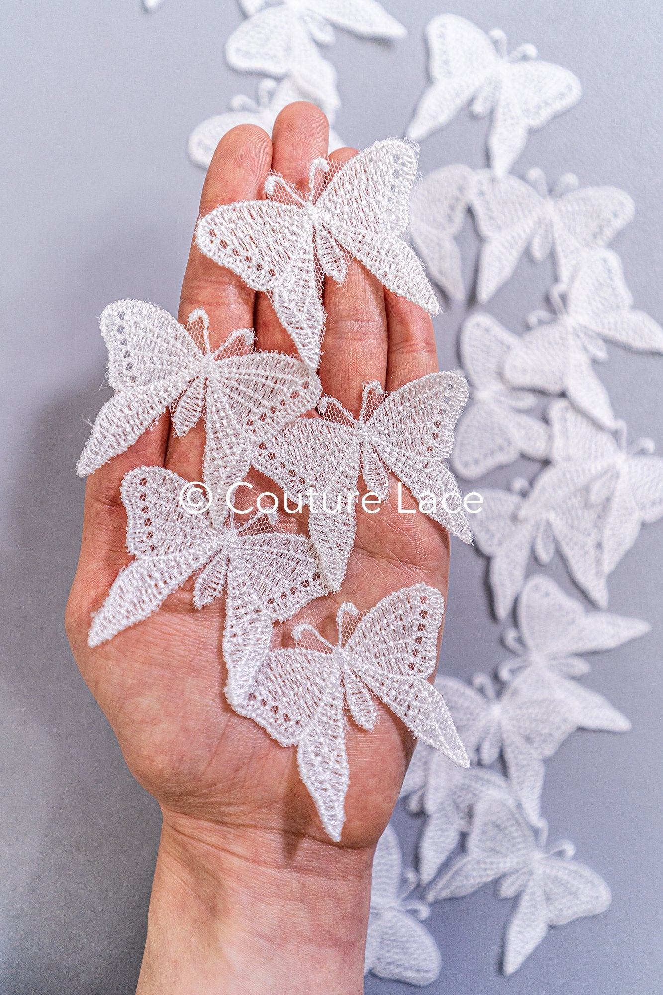 20Stk. 3D Schmetterlinge Spitzenapplikation/ Hochzeitskleid Spitzenapplikation/ Bestickte Schmetterlinge// A26-179B