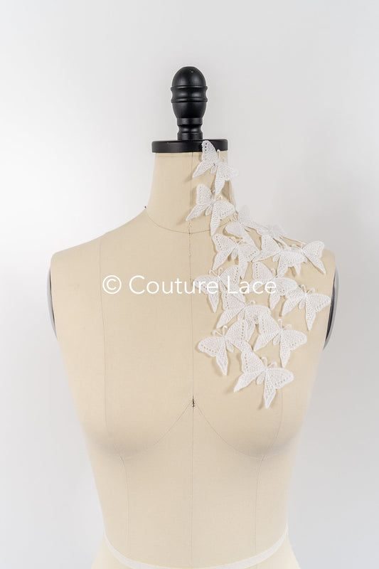 20 pcs. 3D Butterfly Lace Appliqués / Wedding Dress Lace Appliqués / Embroidered Butterflies // A26-179B