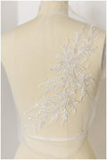 Beautiful hand embroidered 3D lace/ hand embroidered dress panel/ wedding dress lace/ shiny pearl appliques for dresses/ bridal lace panel// E18-007A
