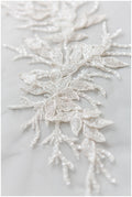 Beautiful hand embroidered 3D lace/ hand embroidered dress panel/ wedding dress lace/ shiny pearl appliques for dresses/ bridal lace panel// E18-007A