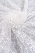 Fine sequin lace off-white/ soft French tulle fabric/ French bridal lace// L17-029