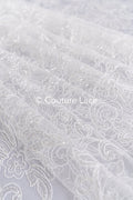 Fine sequin lace off-white/ soft French tulle fabric/ French bridal lace// L17-029