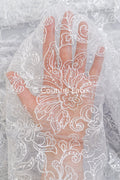 Fine sequin lace off-white/ soft French tulle fabric/ French bridal lace// L17-029
