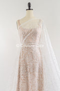 Fine sequin lace off-white/ soft French tulle fabric/ French bridal lace// L17-029
