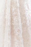 Fine sequin lace off-white/ soft French tulle fabric/ French bridal lace// L17-029