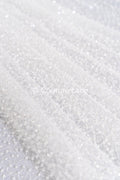 Perlen Spitzenstoff Off-White/ Braut Spitzenstoff mit Perlen & Pailletten/ Hochzeitskleid Spitzenstoff/ Pailletten Spitze/ Perlen Brautspitze// L17-100